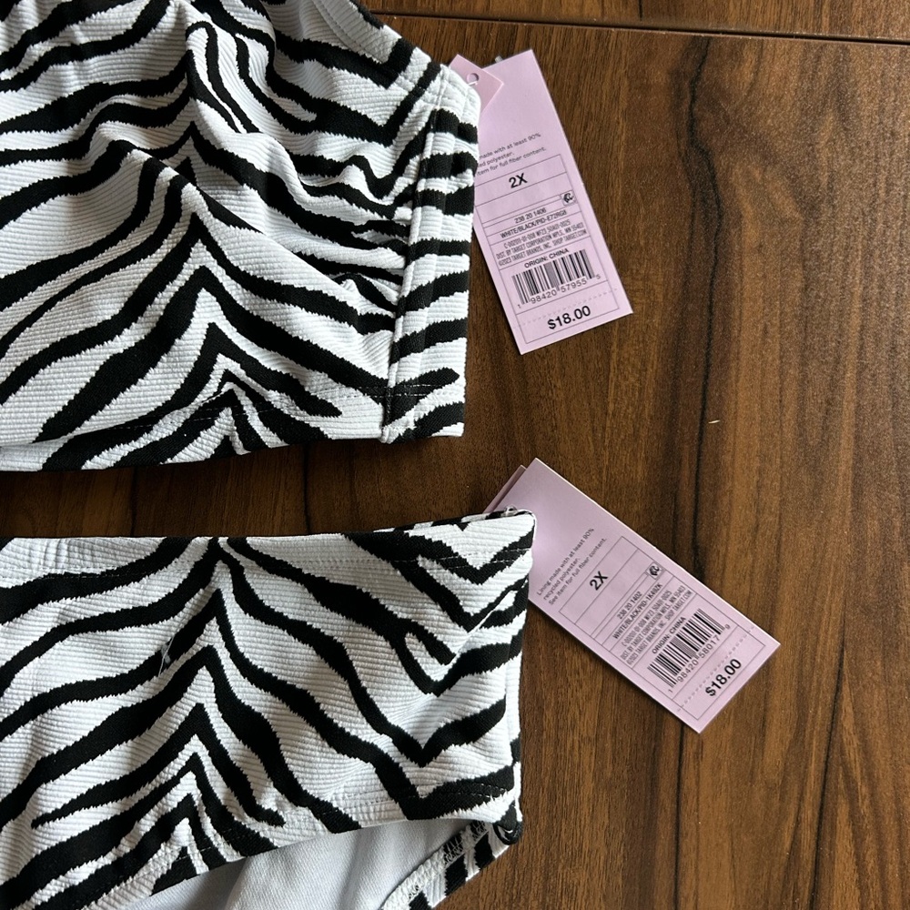 NWT Wild‎ Fable Black and White Zebra Bikini 2X - Picture 2 of 2
